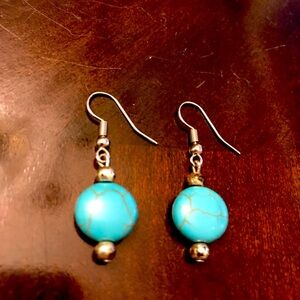 Turquoise and Silver Dangle Earrings